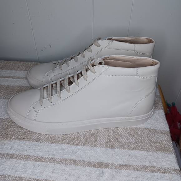 SUITSUPPLY men's high top solid white leather sneakers -  EU 47 / US 9.5-10 - Picture 2 of 11